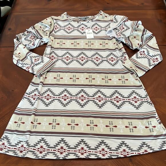 NWT Simply Southern Aztec Print Knit Dress Woman Size Small Mini Aline - Picture 4 of 9
